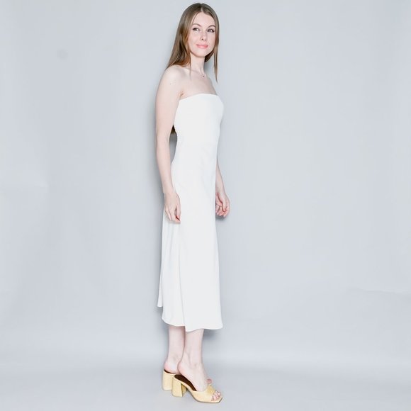 AMANDA UPRICHARD Ivory Mandy Strapless Midi Dress - Picture 4 of 7